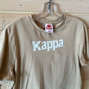 Kappa Tan Logo Tee Small | Unisex Streetwear Shirt Tan Yellow White